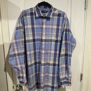 POLO RALPH LAUREN XLT Multi  Plaid Dress Shirt 100% Button Cotton Classic Fit